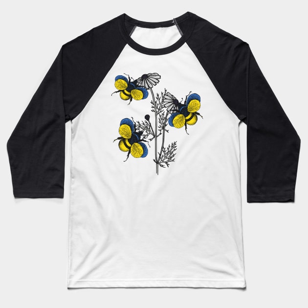 Ukraine Bee Swarm Baseball T-Shirt by Fusti